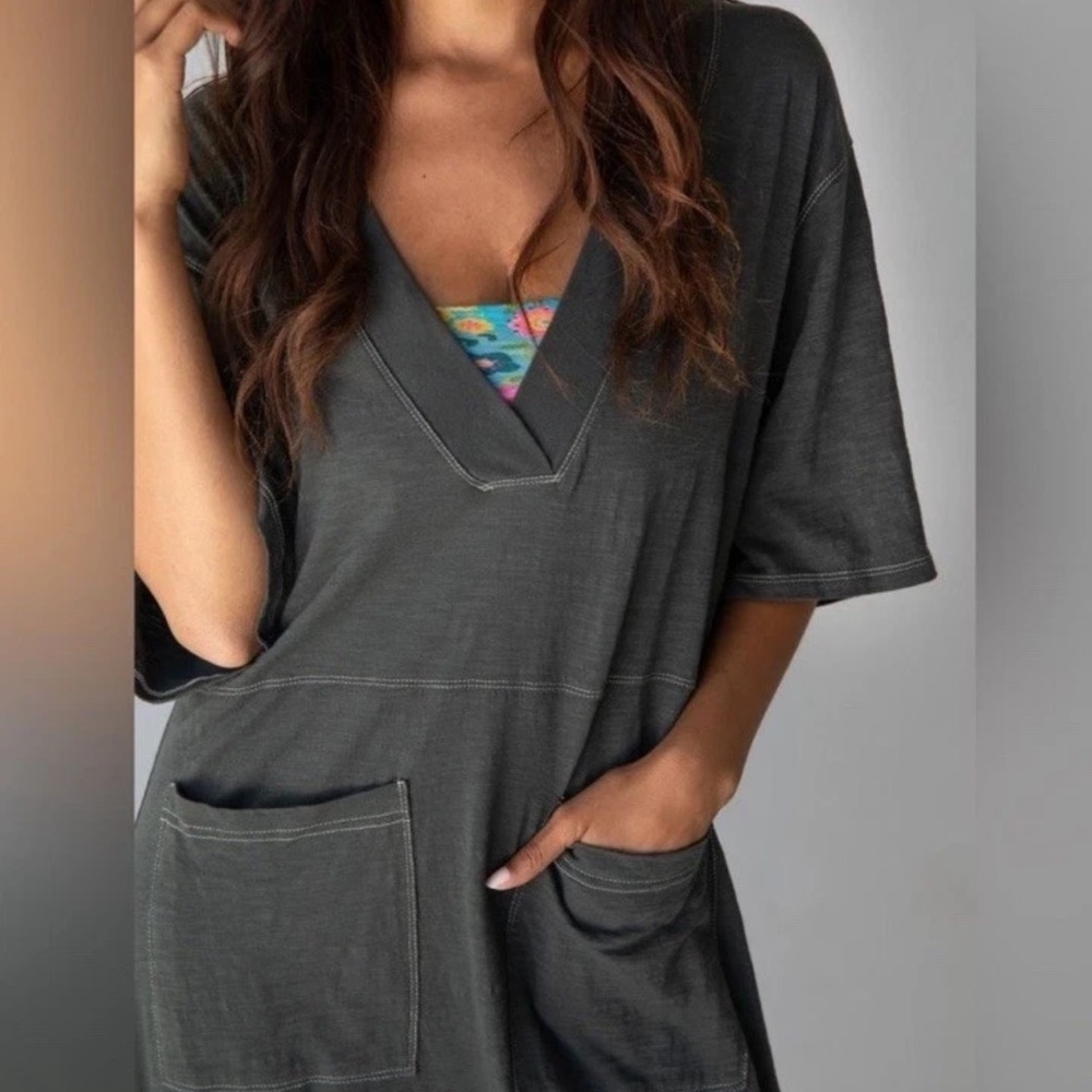 Natural Life Women’s Charcoal Charlie Cotton V-Neck Oversized Jumpsuit XS